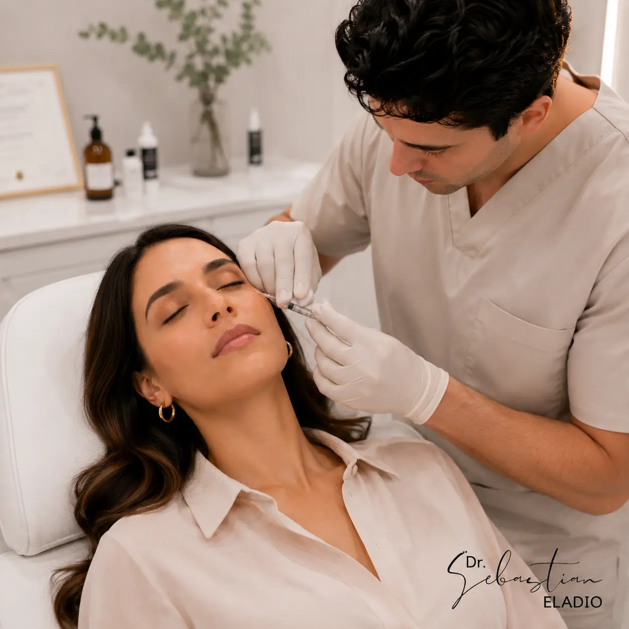 Tratamiento médico con hialuronidasa para corregir asimetrías y exceso de ácido hialurónico en el contorno de ojos.
